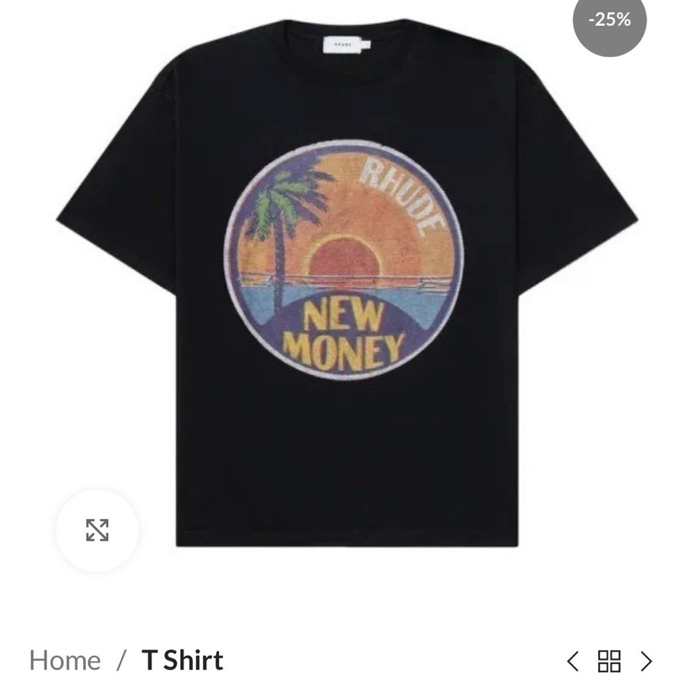 RHUDE SUNSET NEW MONEY TEE VINTAGE BLACK